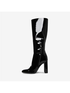 Steve Madden Black Patent High Heel Knee Boot - Women